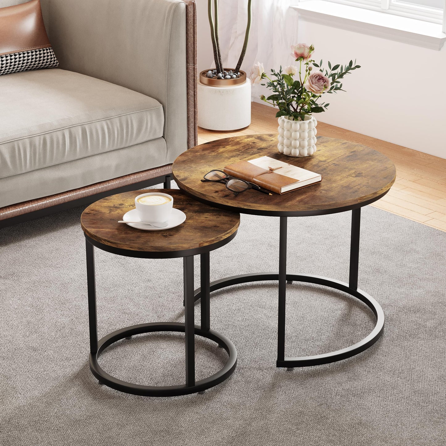 White Nesting Coffee Tables, 2-Pack