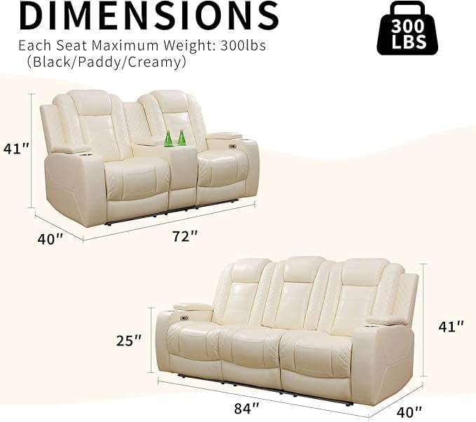 3-Piece Beige Power Recliner Set