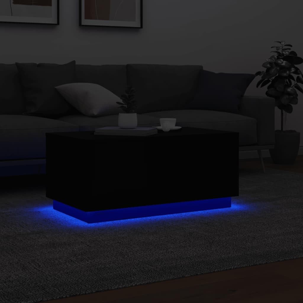 Black RGB LED Coffee Table – Rectangular