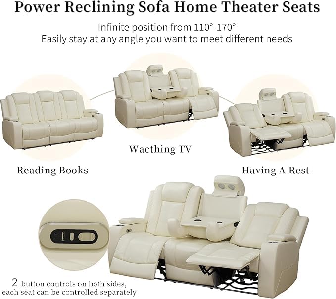 3-Piece Beige Power Recliner Set