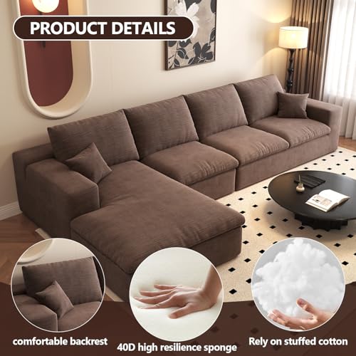 107" L-Shaped Sectional Sofa – Camel