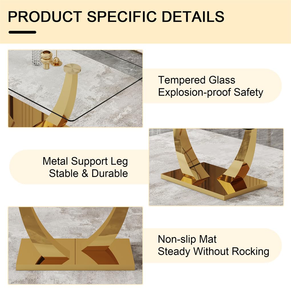 63" Glass Dining Table Set for 4