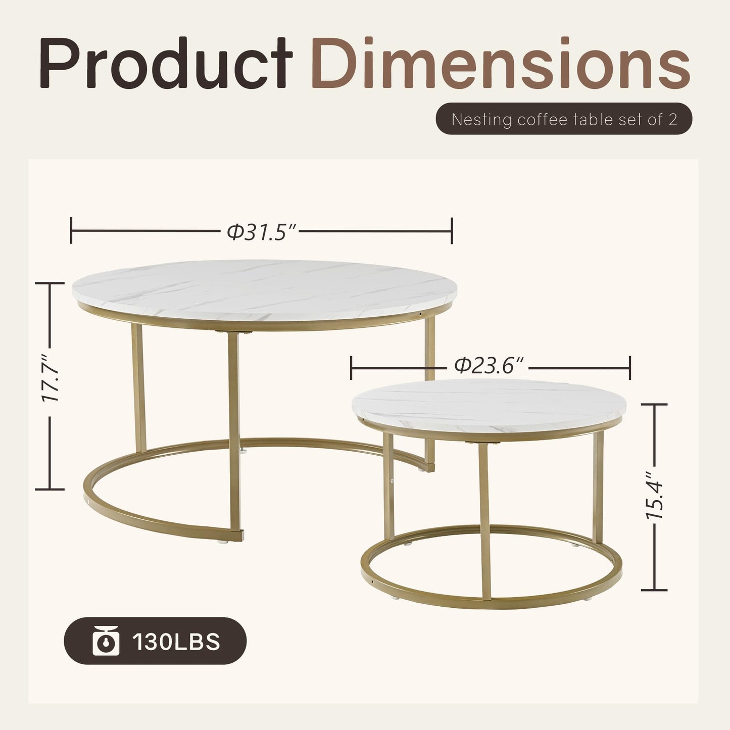 White Marble Nesting Tables, 2-Pack