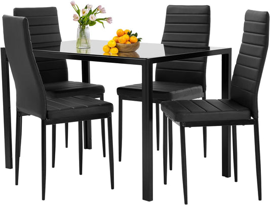 FDW 5-Piece Black Dining Set