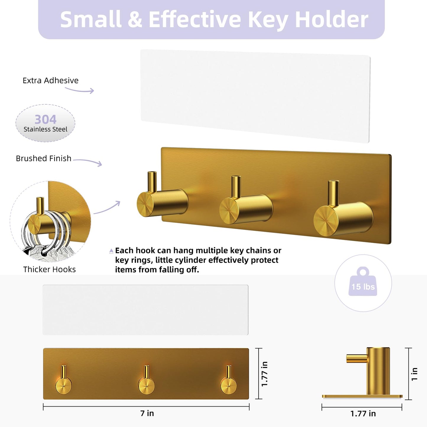 VIS'V Adhesive Wall Key Holder – Black