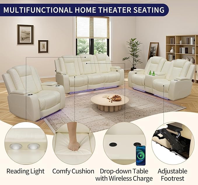 3-Piece Beige Power Recliner Set