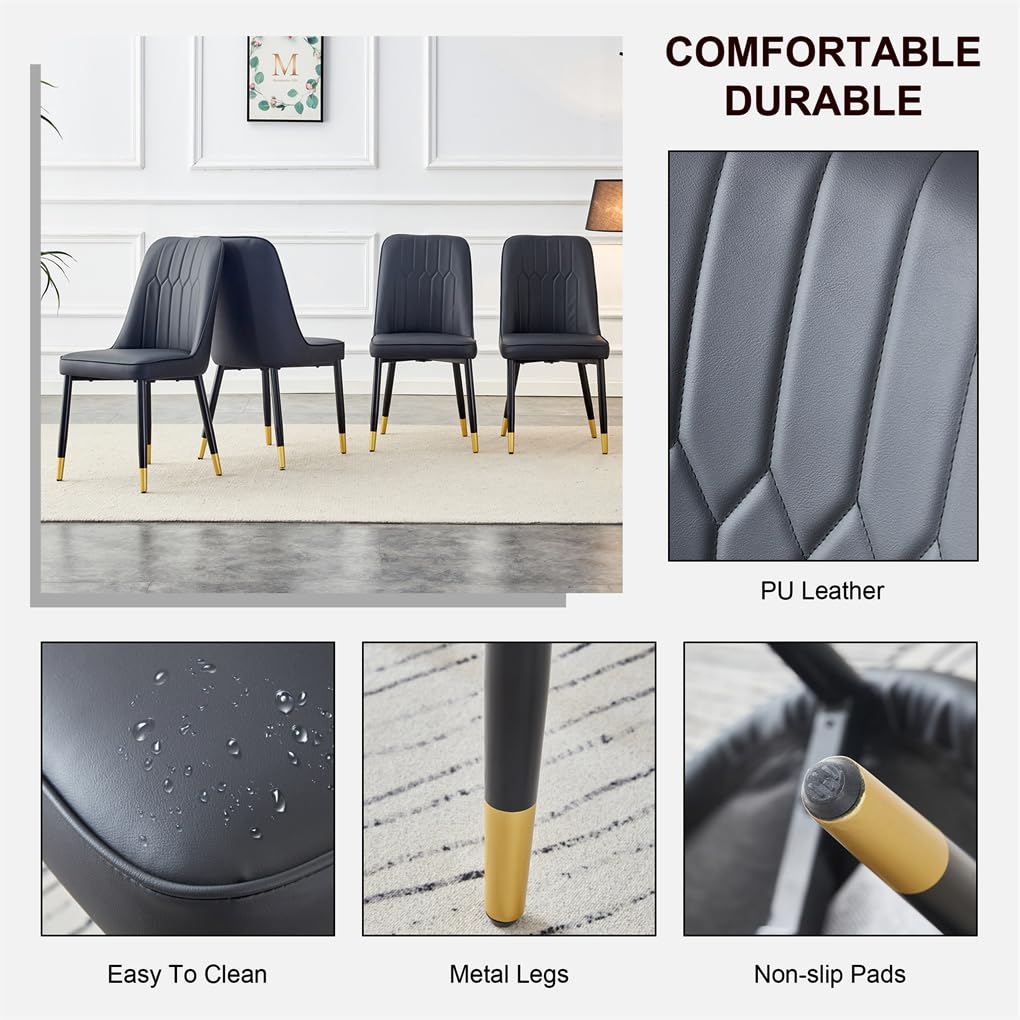 71" Black & Gold Dining Set for 8