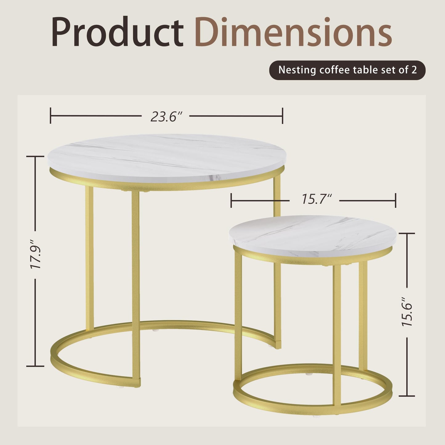 White Marble Nesting Tables, 2-Pack