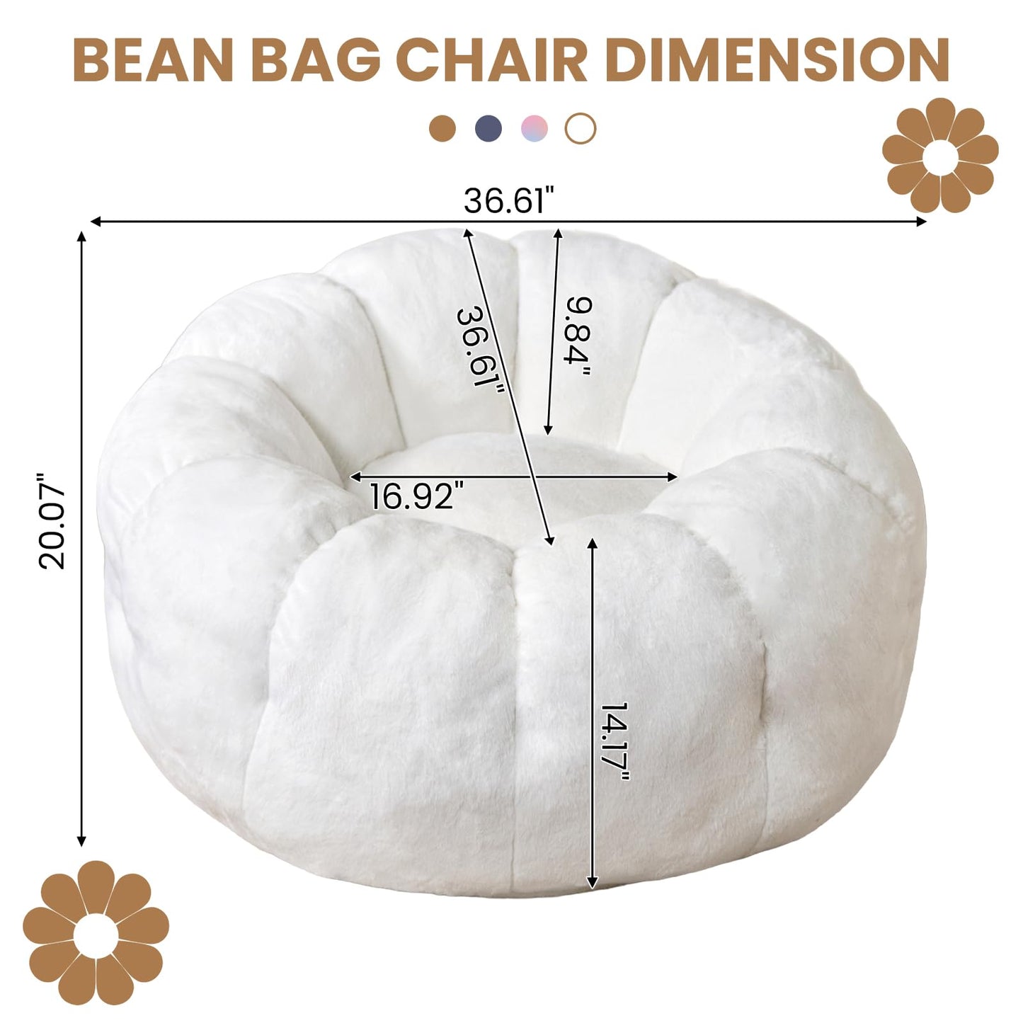 White Faux Fur Bean Bag Chair