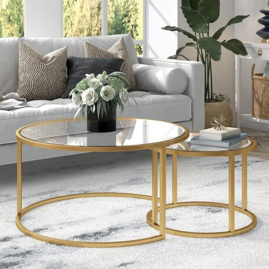 Gold Nesting Coffee Tables, 2-Pack