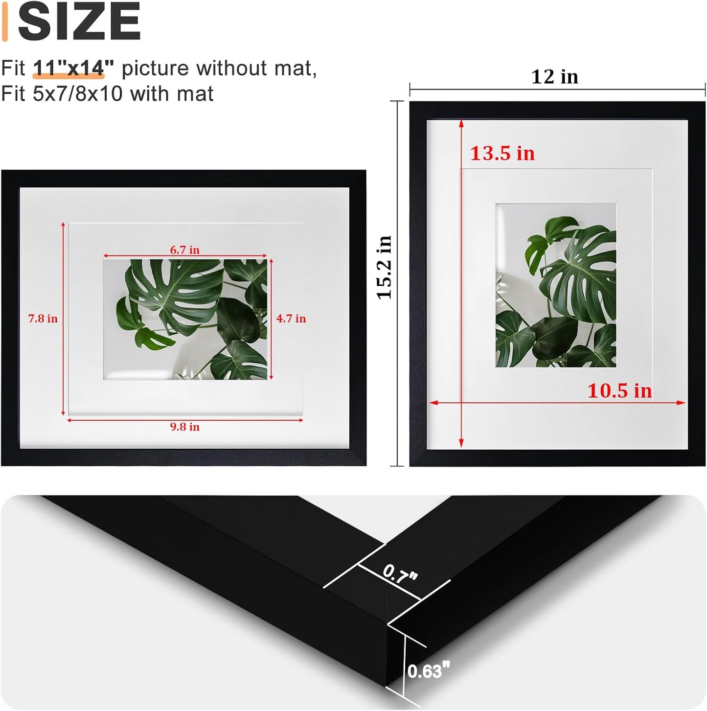Egofine 4-Piece Black Wood Frame Set