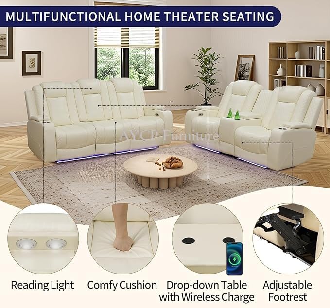 3-Piece Beige Power Recliner Set