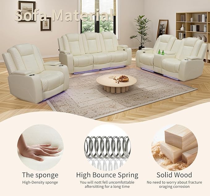 3-Piece Beige Power Recliner Set