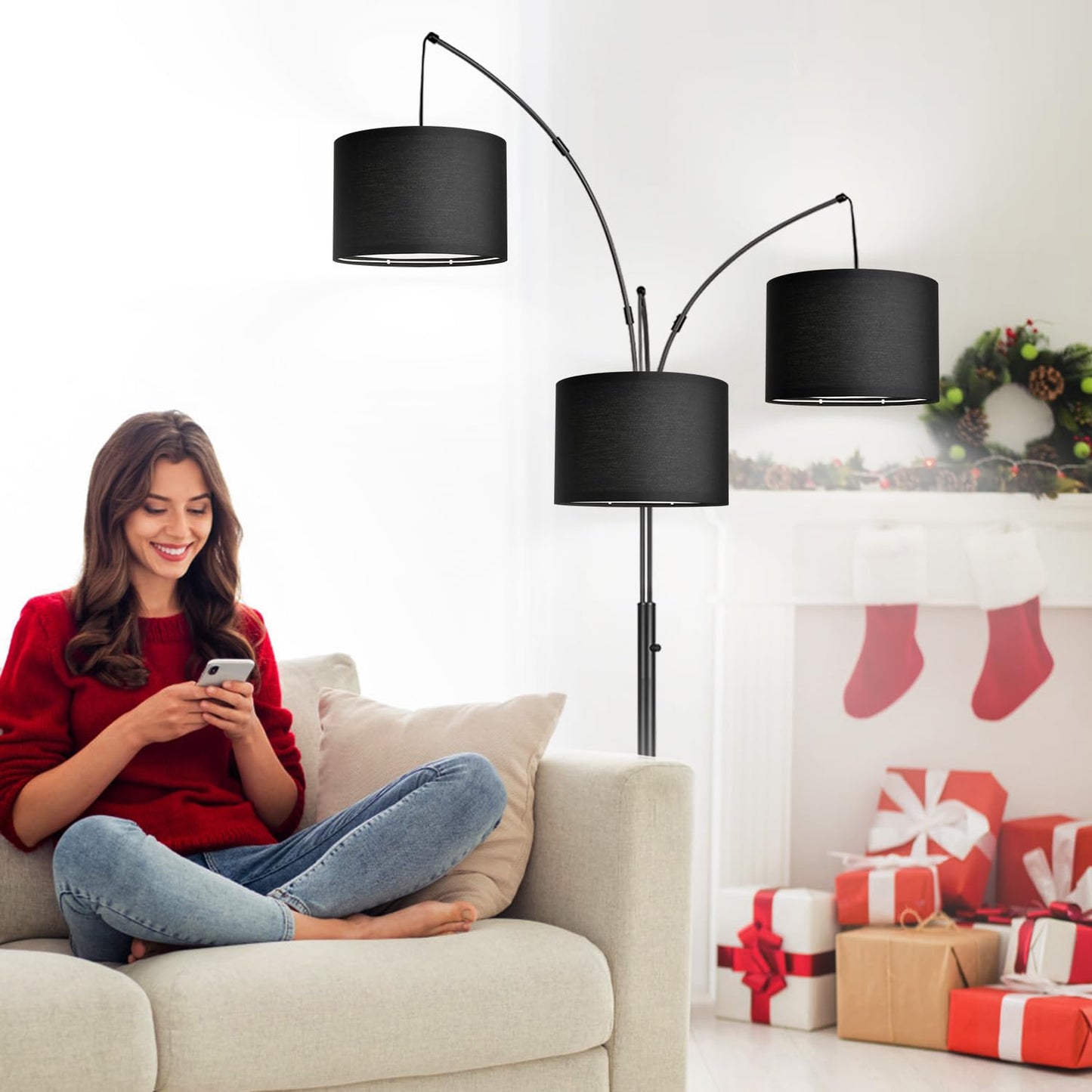 Dimmable 3-Light Arc Floor Lamp