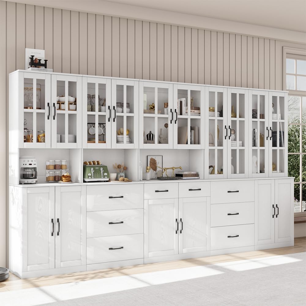 VOWNER 5-Tier Black Glass Door Bookcase