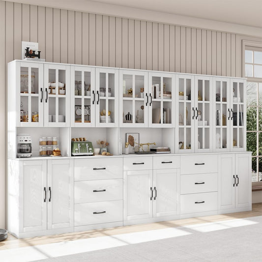VOWNER 5-Tier Black Glass Door Bookcase