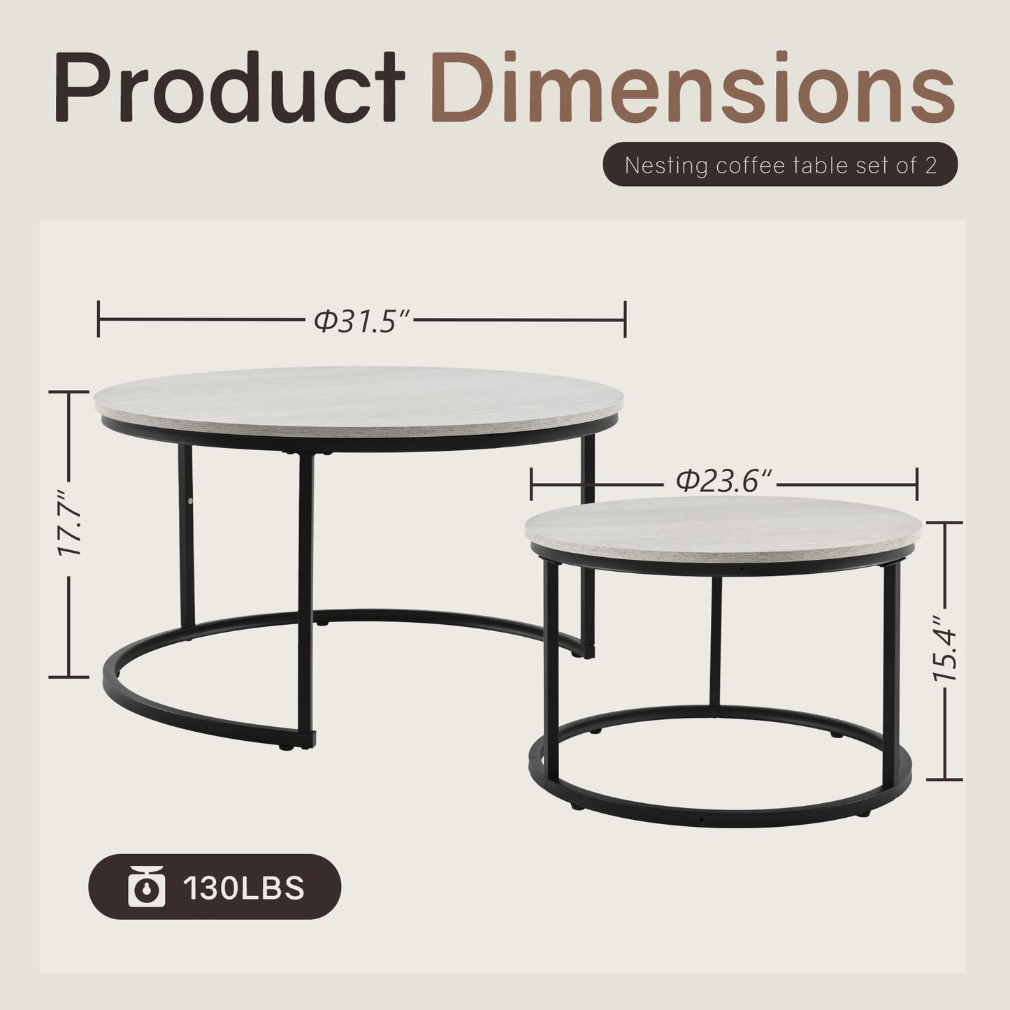 White Marble Nesting Tables, 2-Pack