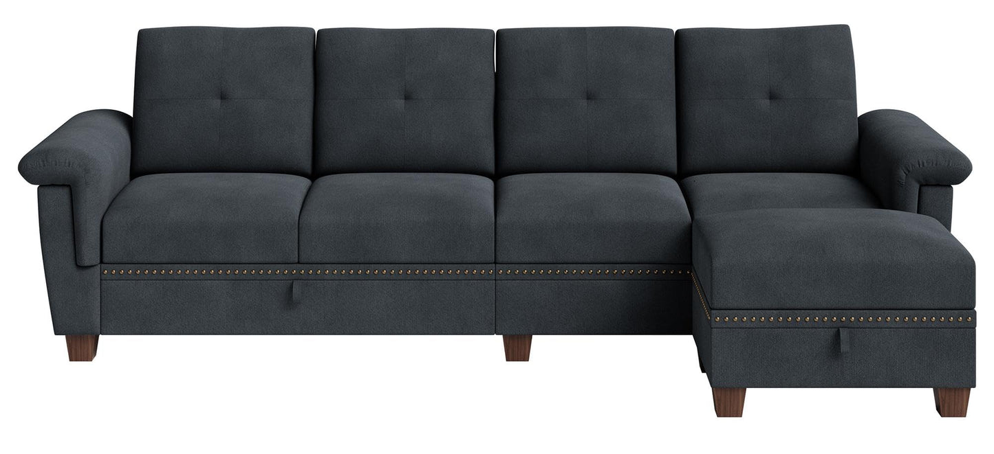 JAMFLY 4-Seat Sectional Sofa – Dark Gray