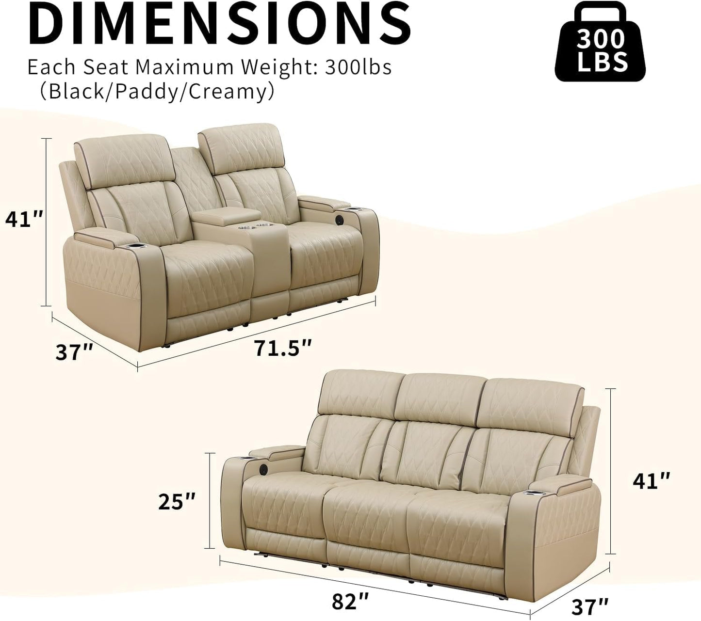 3-Piece Beige Power Recliner Set