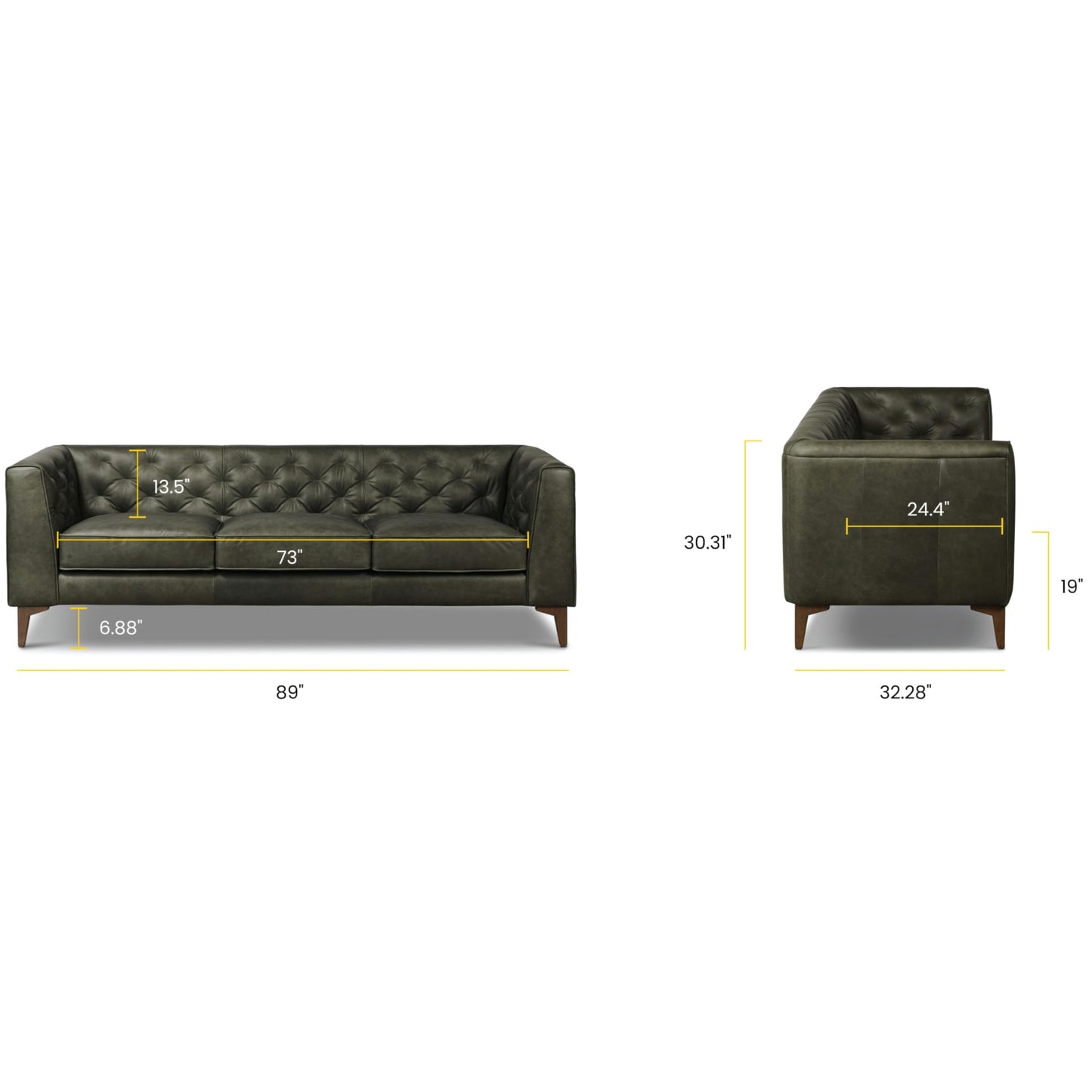 POLY & BARK 74" Leather Sofa – Cognac Tan