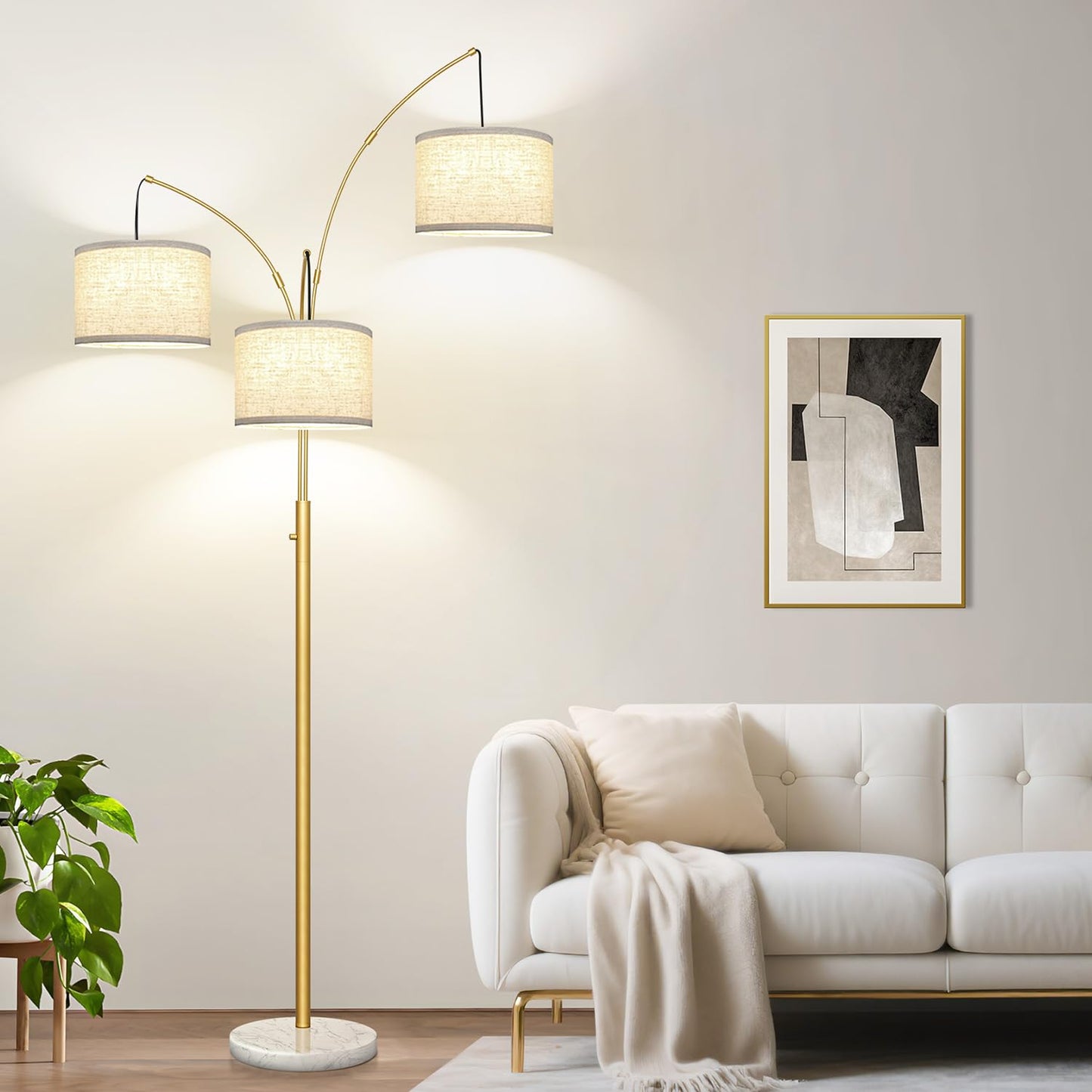 Dimmable 3-Light Arc Floor Lamp