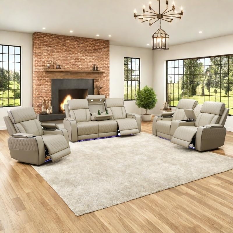 3-Piece Beige Power Recliner Set
