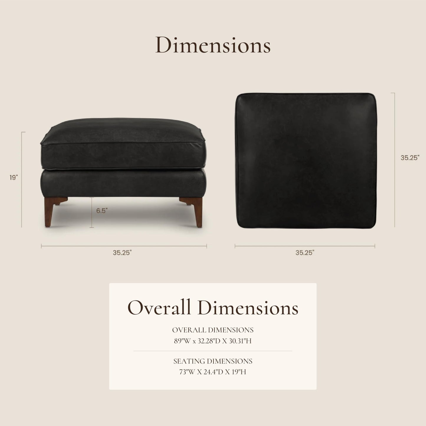 POLY & BARK 74" Leather Sofa – Cognac Tan