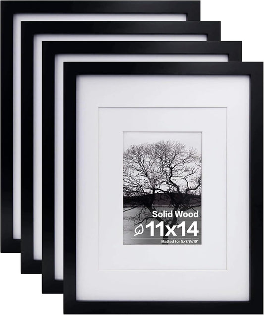 Egofine 4-Piece Black Wood Frame Set