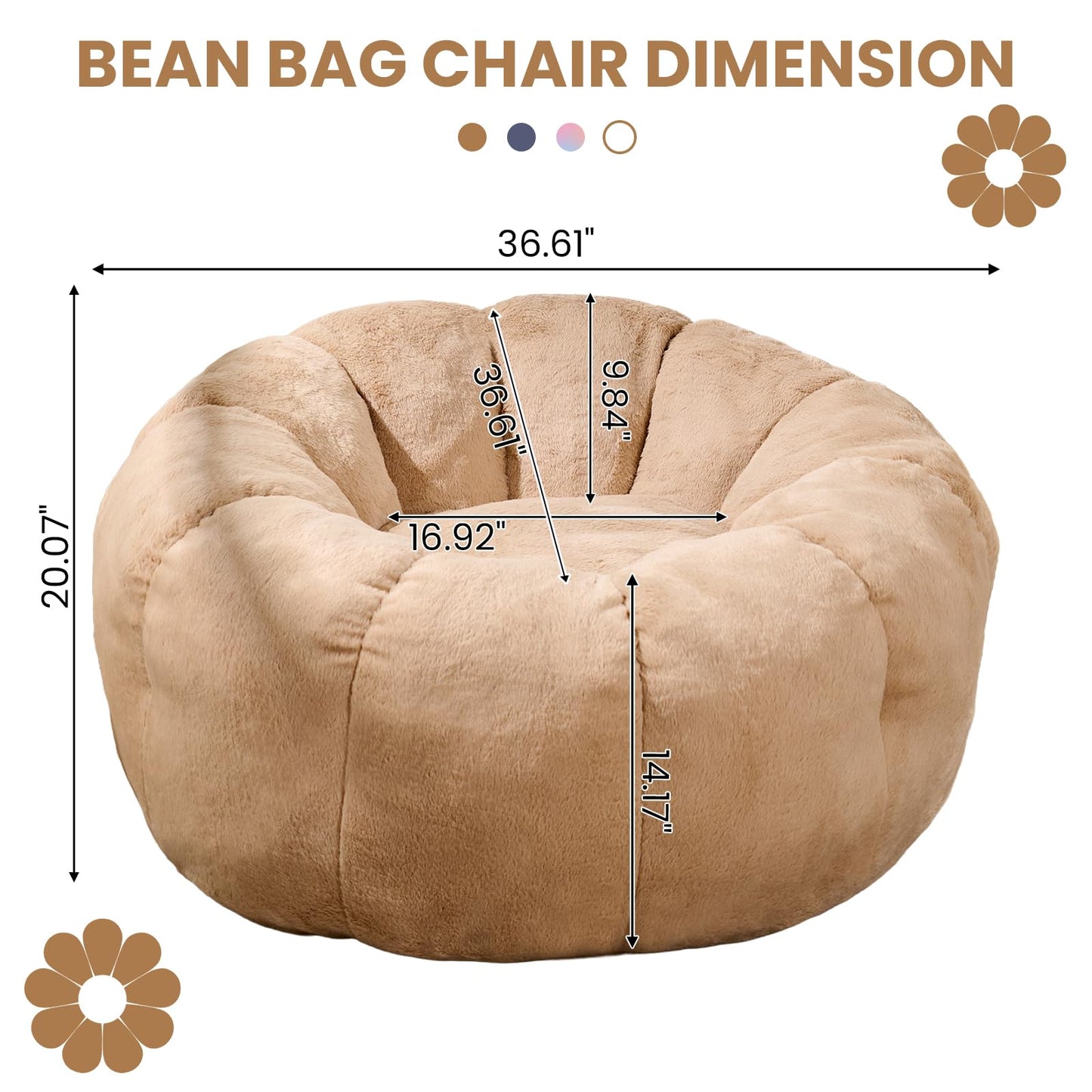 White Faux Fur Bean Bag Chair
