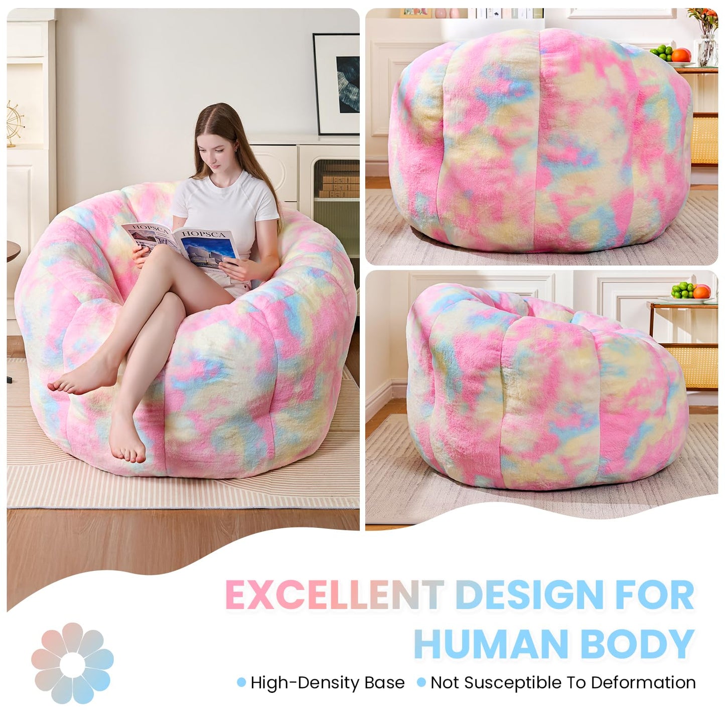 White Faux Fur Bean Bag Chair