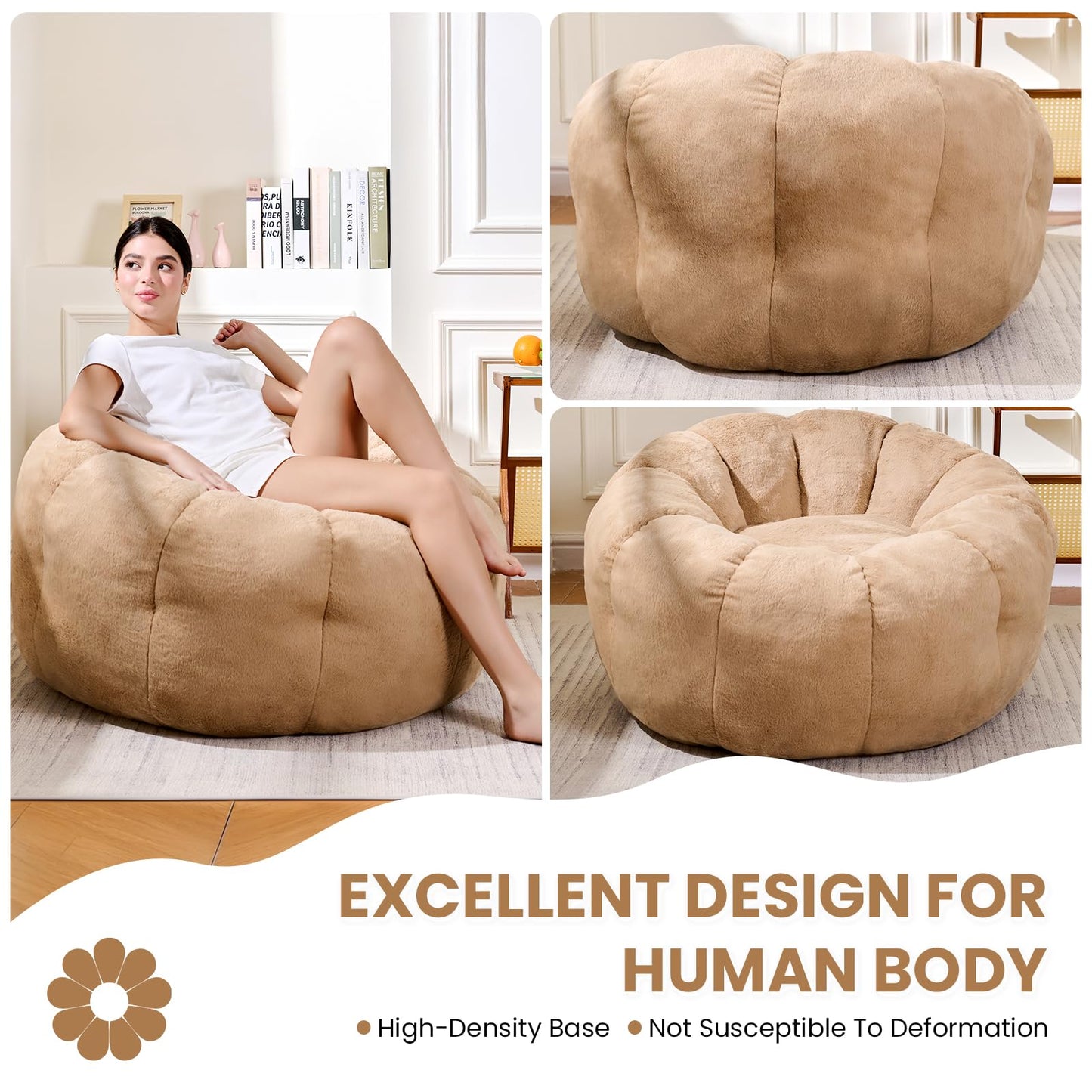 White Faux Fur Bean Bag Chair