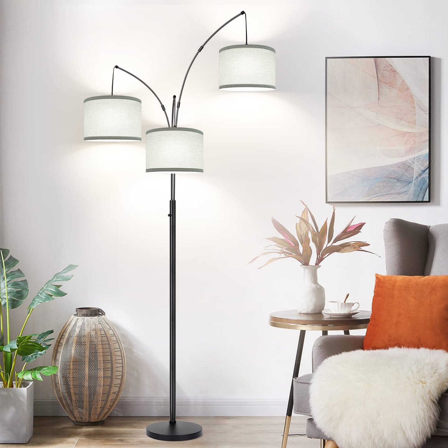 Dimmable 3-Light Arc Floor Lamp