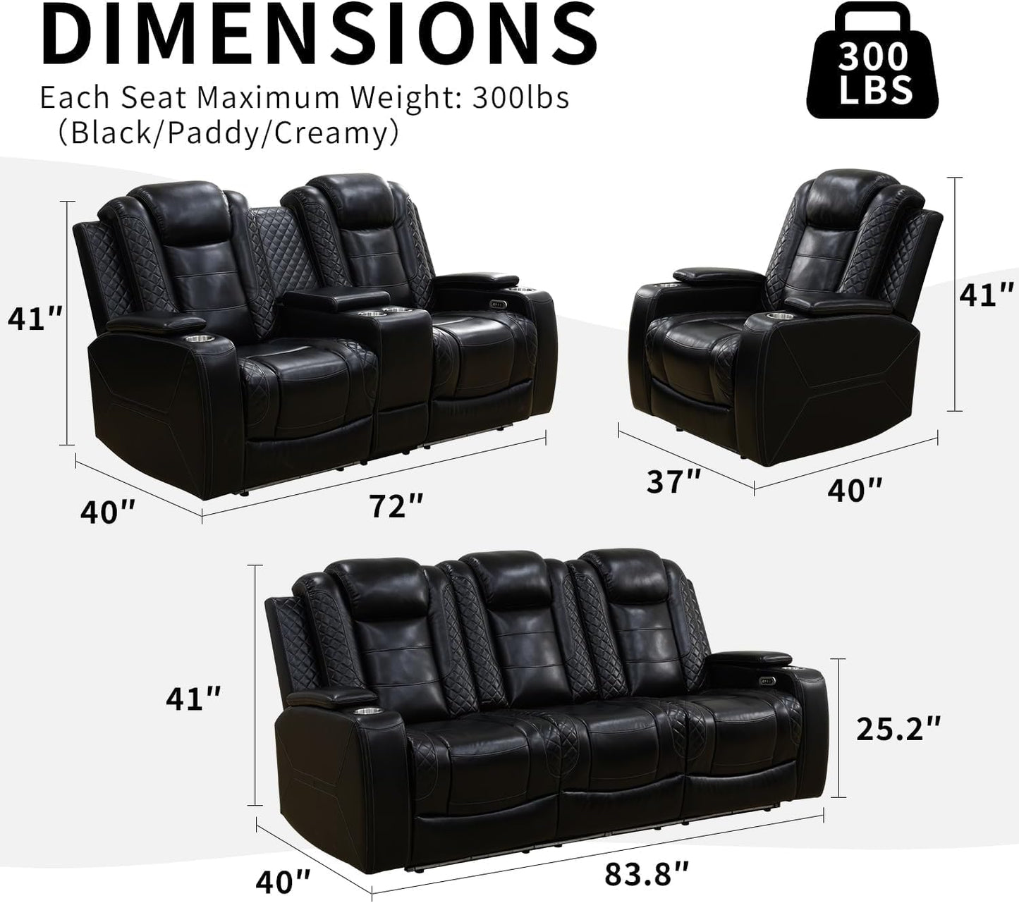 3-Piece Beige Power Recliner Set