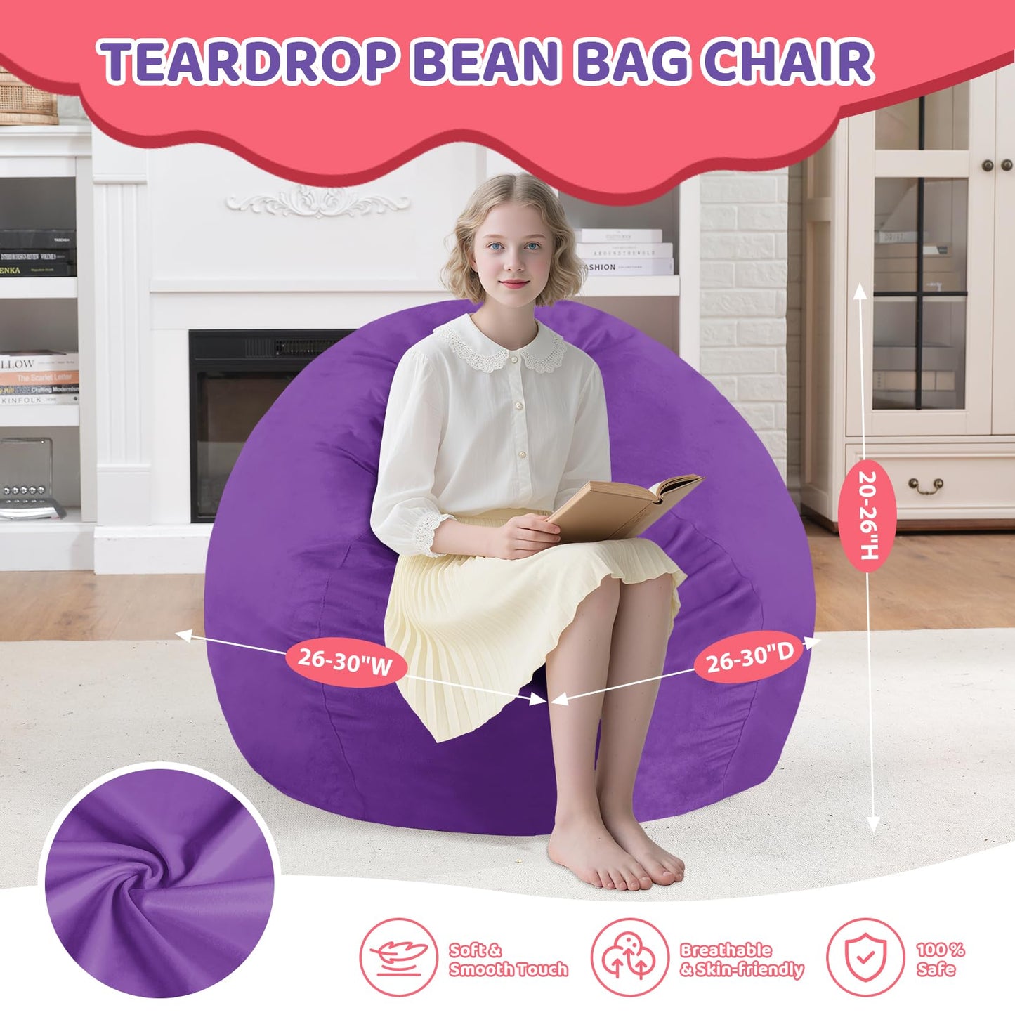 5FT Grey Bean Bag Chair