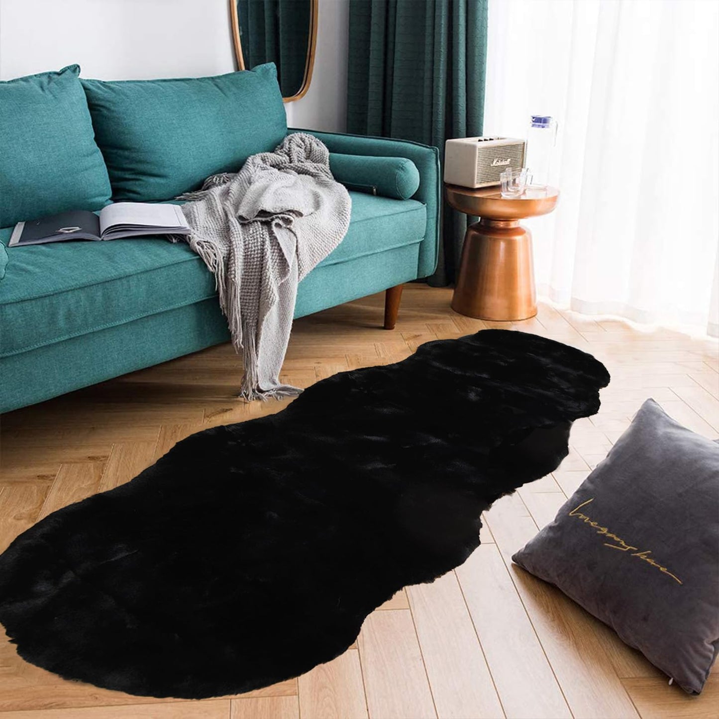 Latepis 3ft White Faux Fur Round Rug