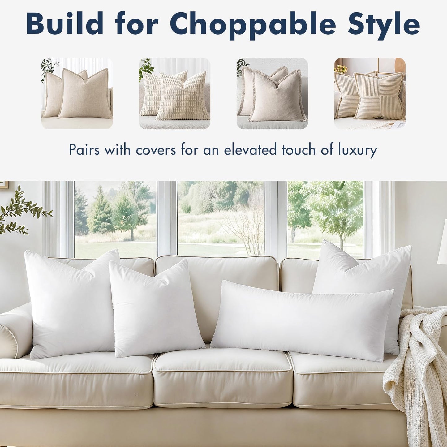 22x22 Pillow Inserts, 2-Pack