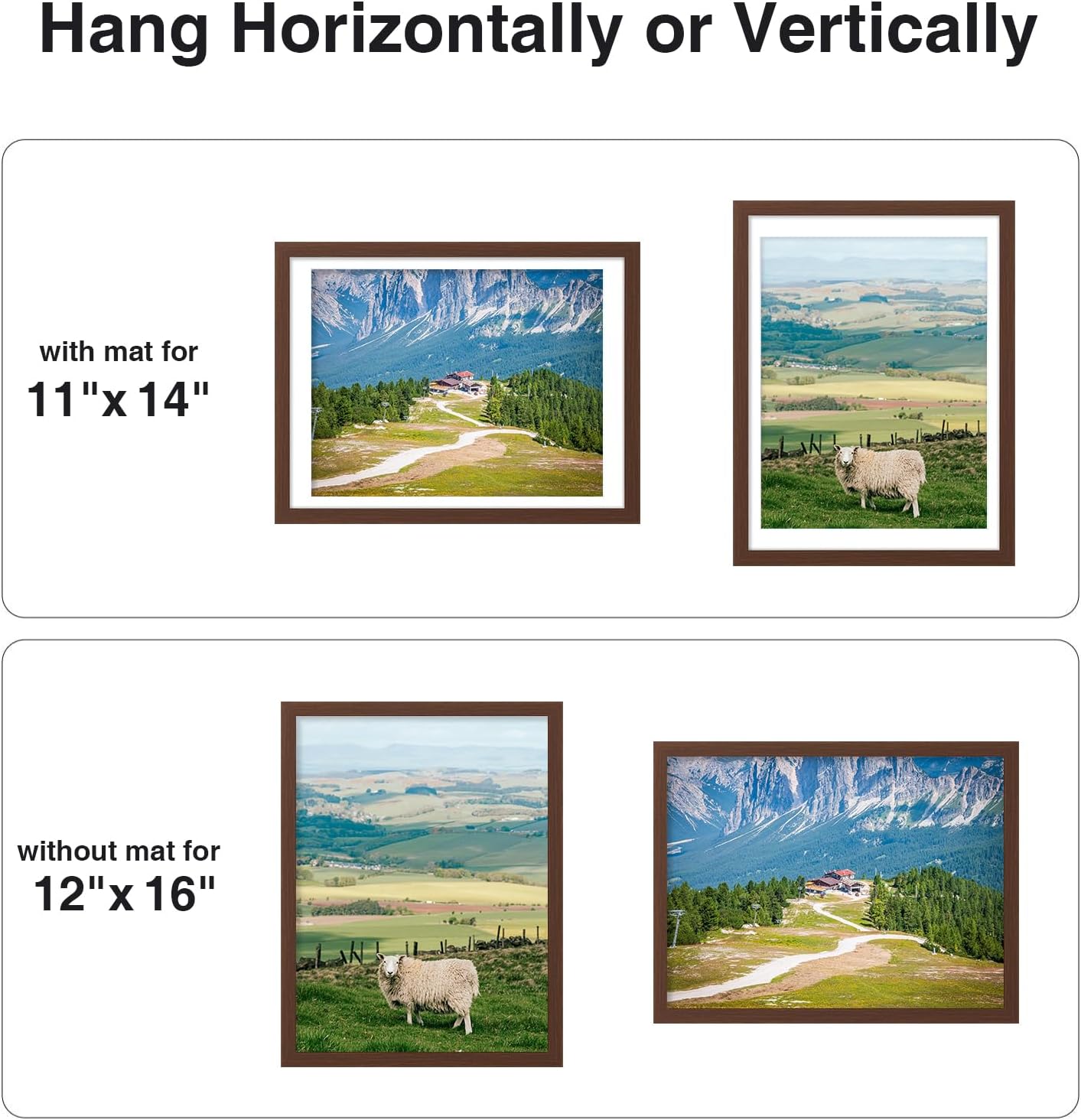 Vittanly 2-Pack Black 11x14 Frames