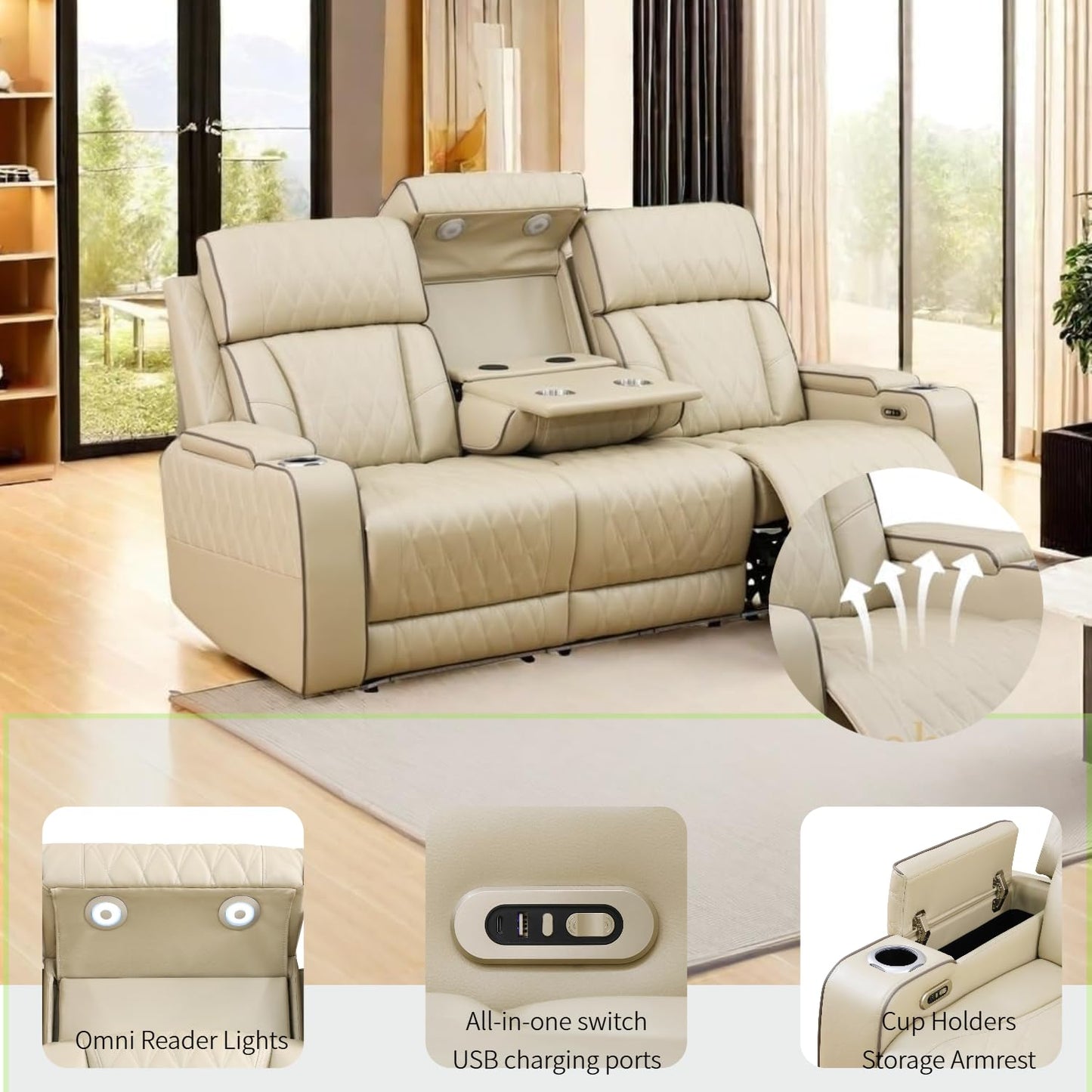 3-Piece Beige Power Recliner Set