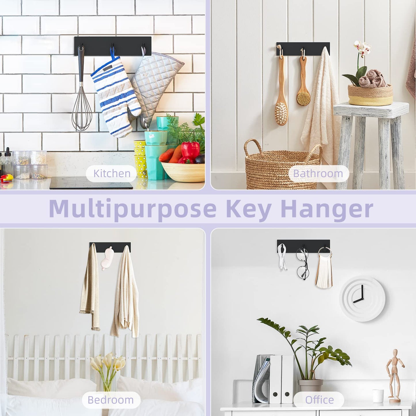 VIS'V Adhesive Wall Key Holder – Black