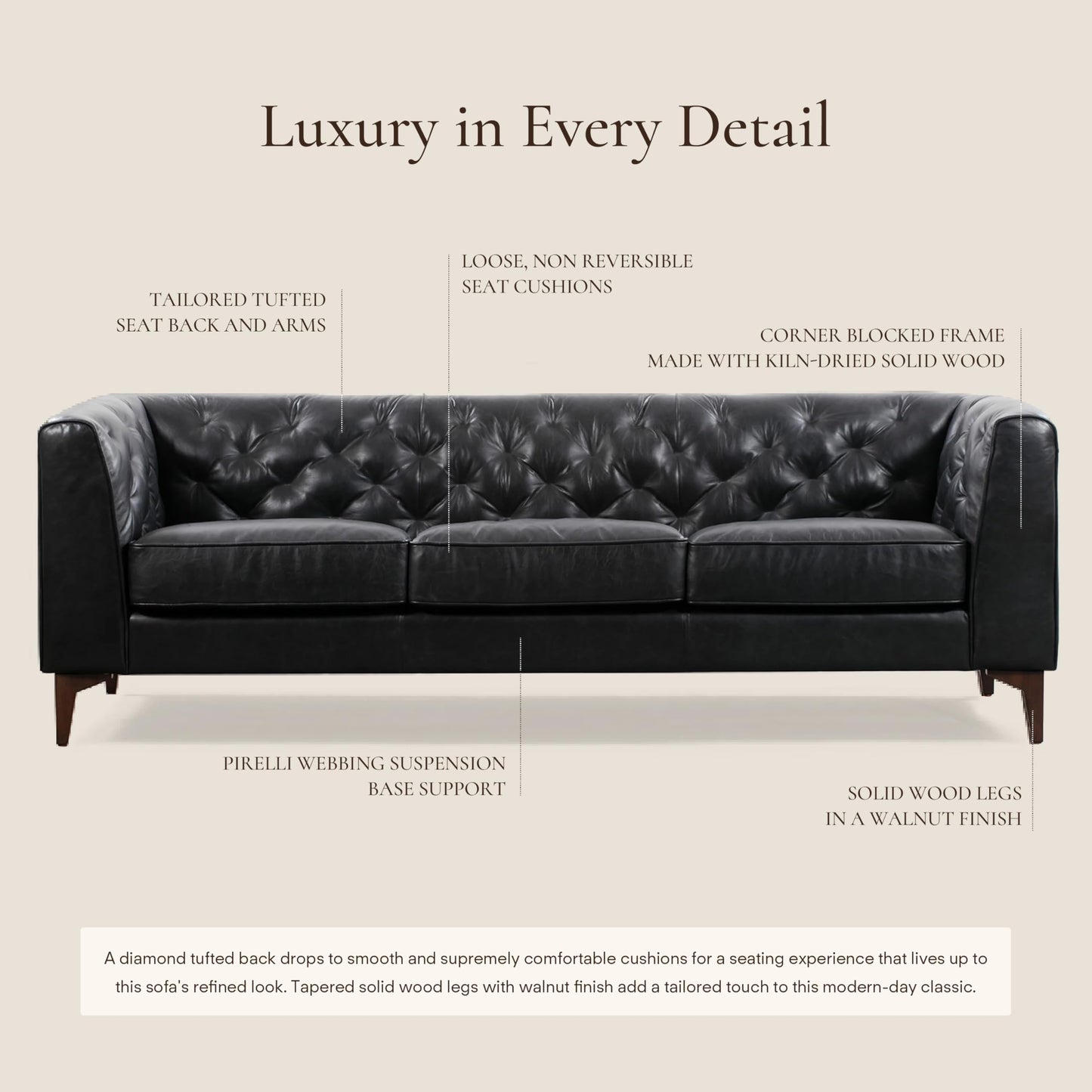 POLY & BARK 74" Leather Sofa – Cognac Tan