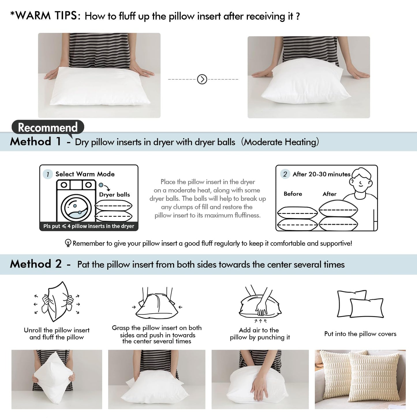 22x22 Pillow Inserts, 2-Pack