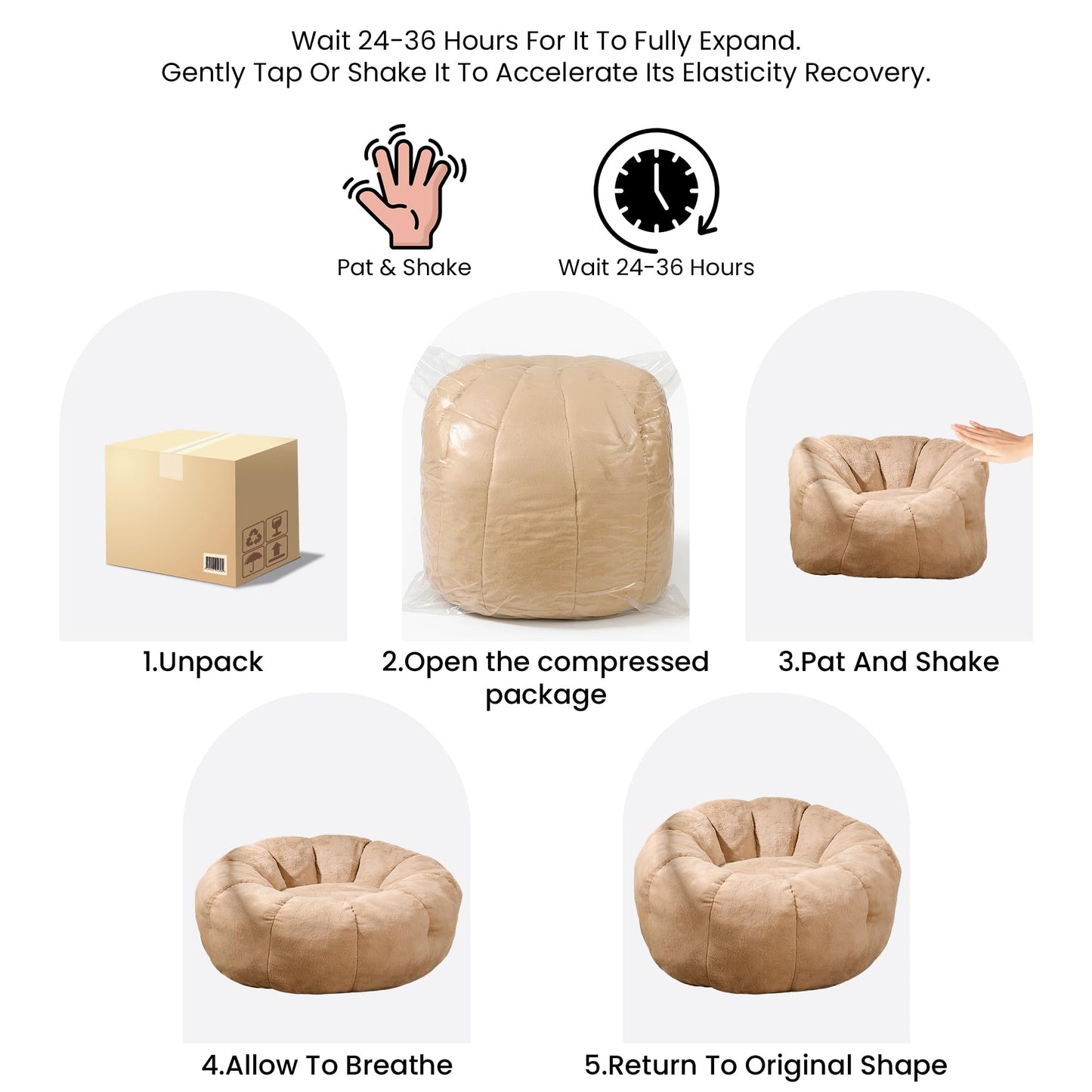 White Faux Fur Bean Bag Chair