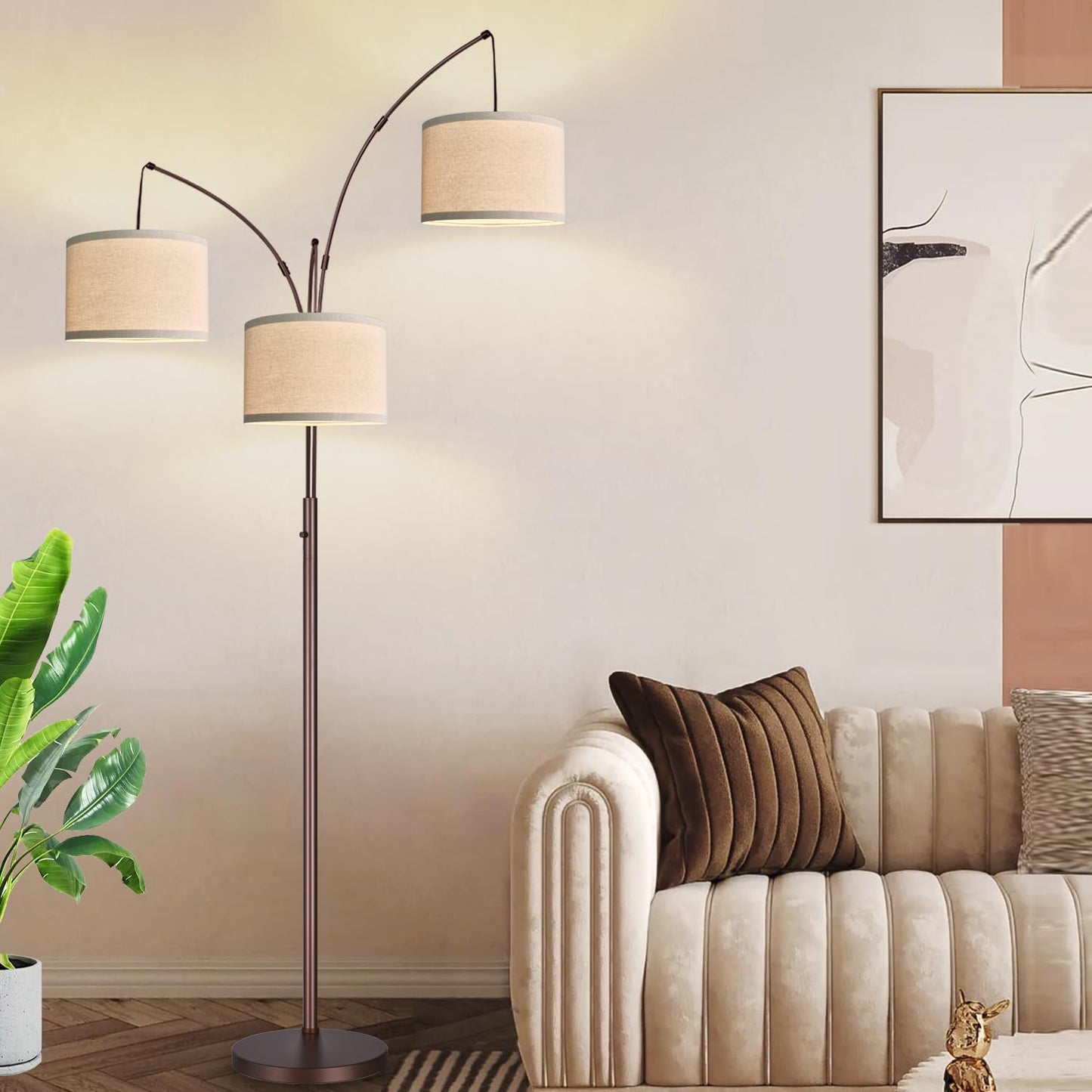 Dimmable 3-Light Arc Floor Lamp