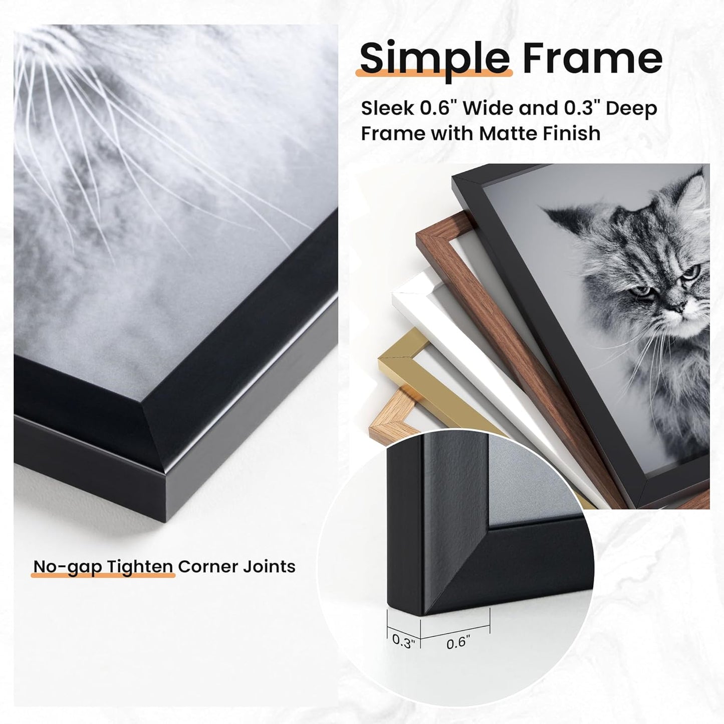 15 Pack Picture Frames Collage Wall Decor, Gallery Frame Set for Wall Mounting or Tabletop Display, Multi Sizes Including 3pcs 8x10, 6pcs 5x7, 6pcs 4x6, Black