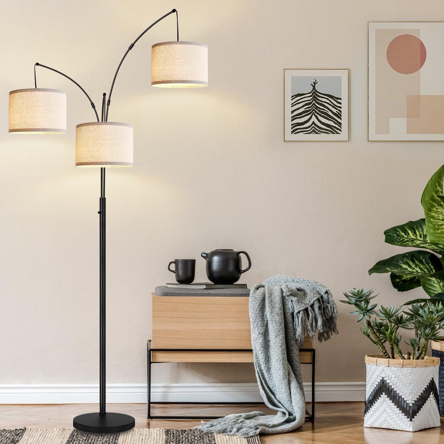 Dimmable 3-Light Arc Floor Lamp
