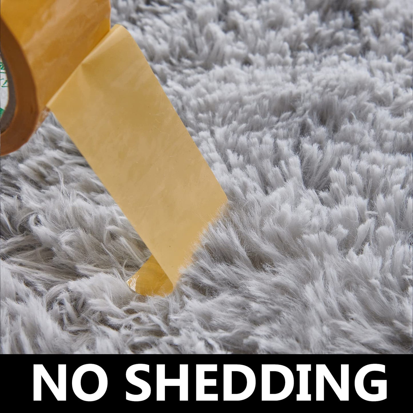 FJZFING 4x4 Light Grey Round Shag Rug