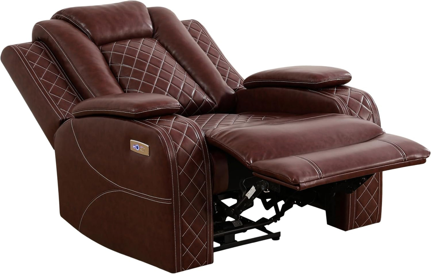 3-Piece Brown Leather Recliner Sofa Set