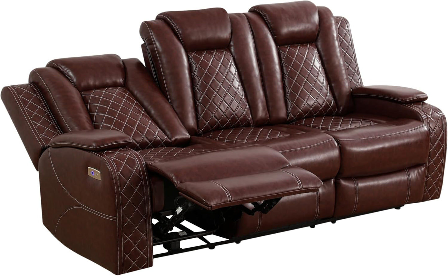3-Piece Brown Leather Recliner Sofa Set