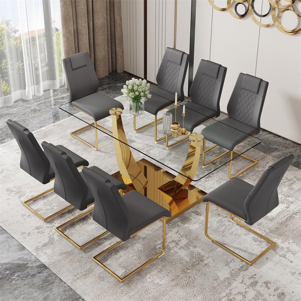 63" Glass Dining Table Set for 4