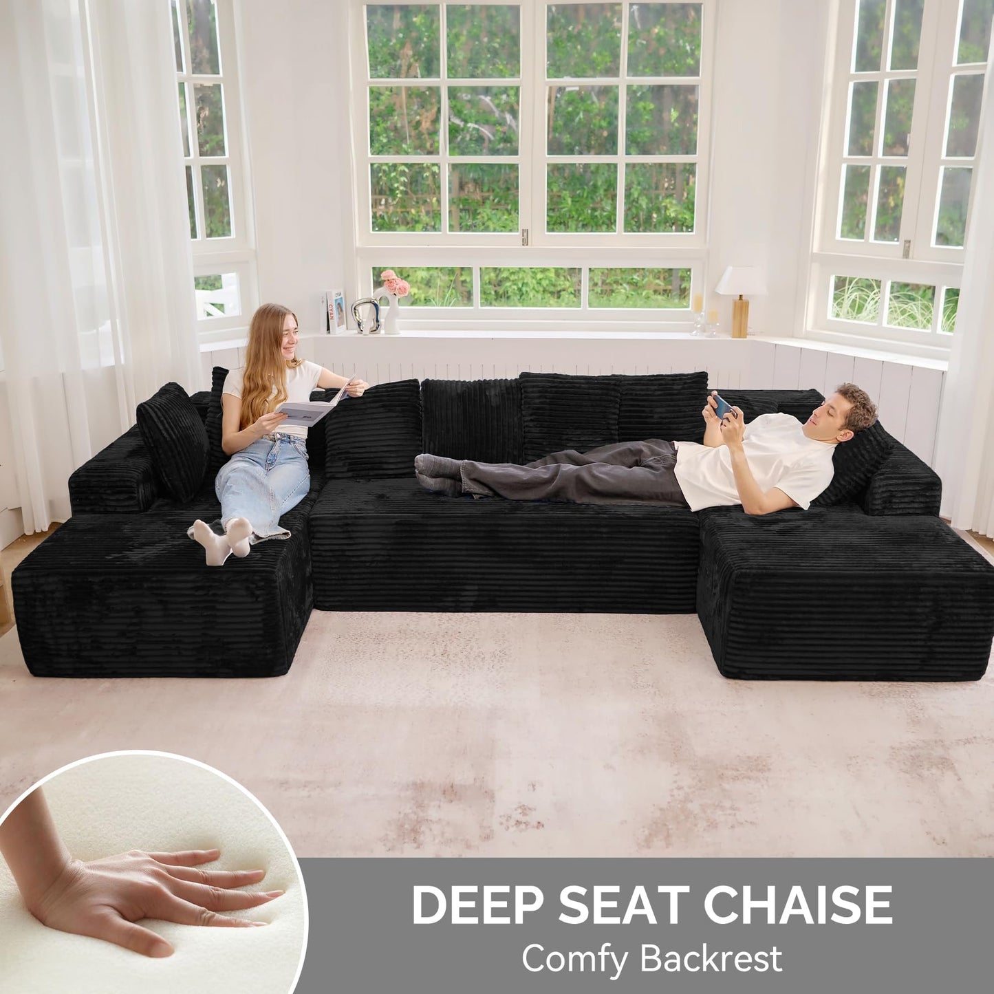 131" U-Shaped Cloud Sectional Sofa
